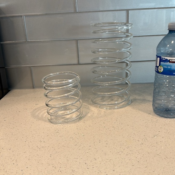 Clear Spiral Glass Vase Set - Picture 2 of 5